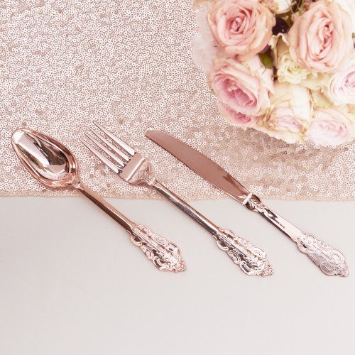 Rose Gold Baby Girl Shower - Plastic Party Cutlery